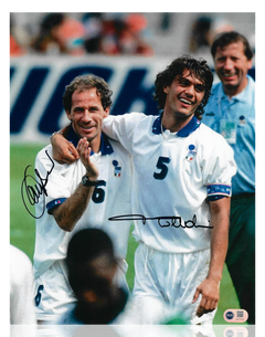 PAOLO MALDINI & FRANCO BARESI SIGNED ITALY LEGENDS 14x11 PHOTO (ACG CERT AG17412)-1