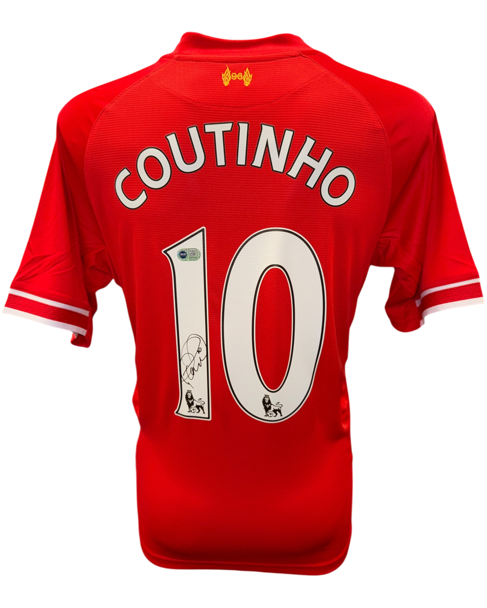 PHILIPPE COUTINHO SIGNED 2013/14 LIVERPOOL FC HOME SHIRT (ACG CERT AG17436)-1