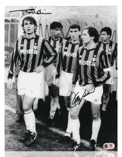 PAOLO MALDINI & FRANCO BARESI SIGNED AC MILAN 14x11 PHOTO (ACG CERT AG17414)-1