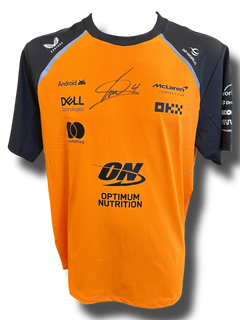 LANDO NORRIS SIGNED MCLAREN CASTORE FORMULA 1 T-SHIRT (ACG CERT AG16985)-1