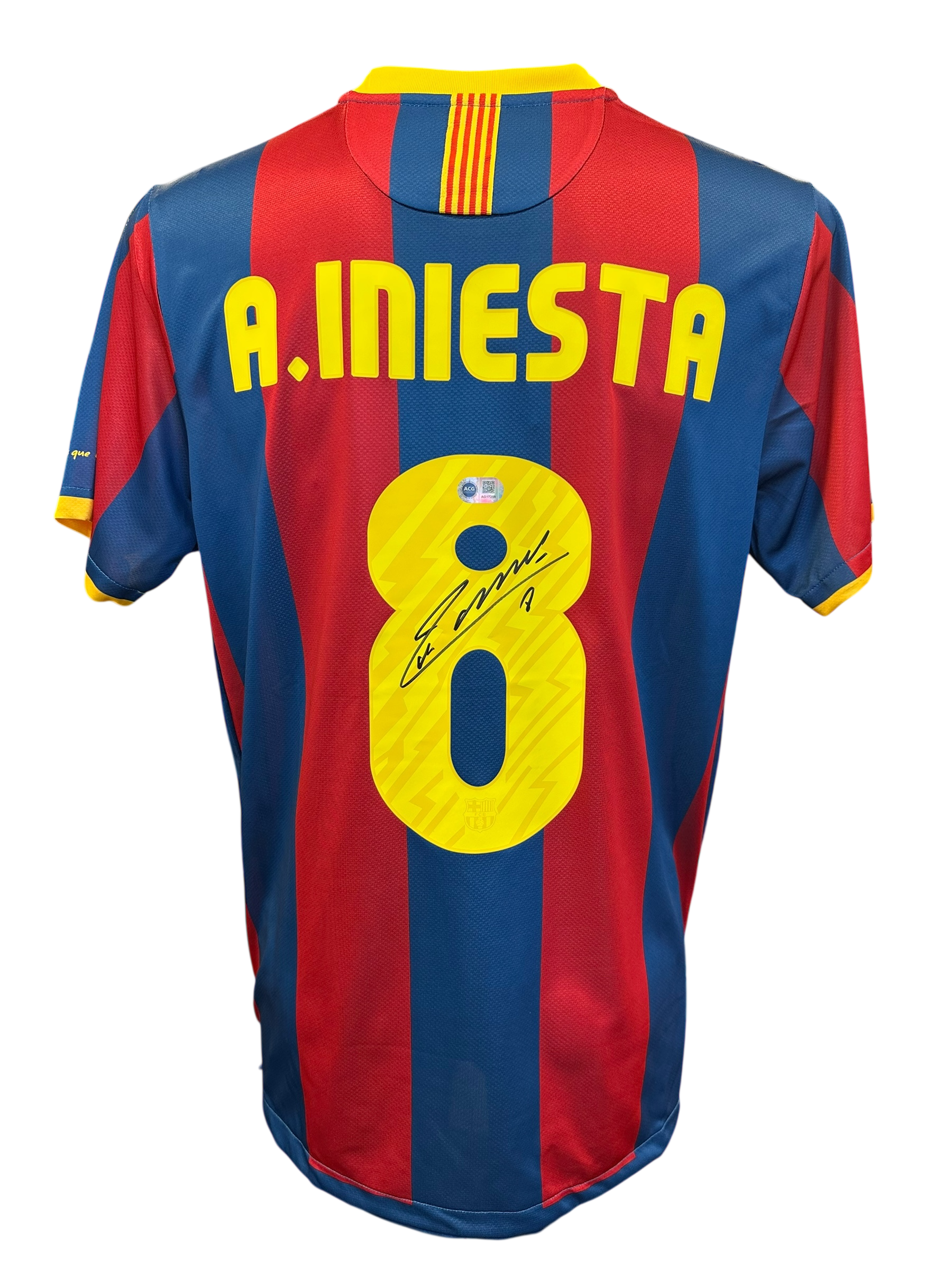 ANDRES INIESTA SIGNED FC BARCELONA 2010/11 UCL HOME SHIRT (ACG CERT AG17258)