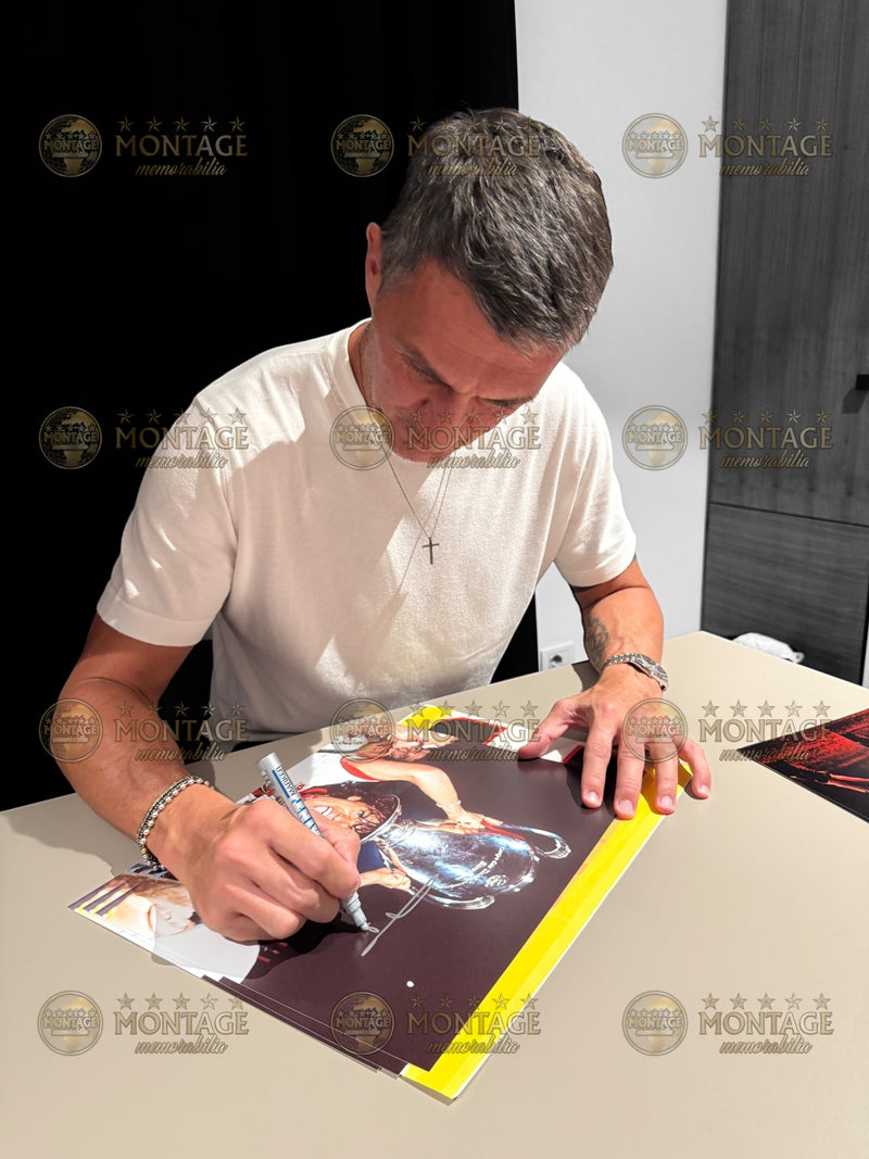 PAOLO MALDINI SIGNED AC MILAN ITALY LEGEND 14x11 PHOTO (ACG CERT AG17410)-2