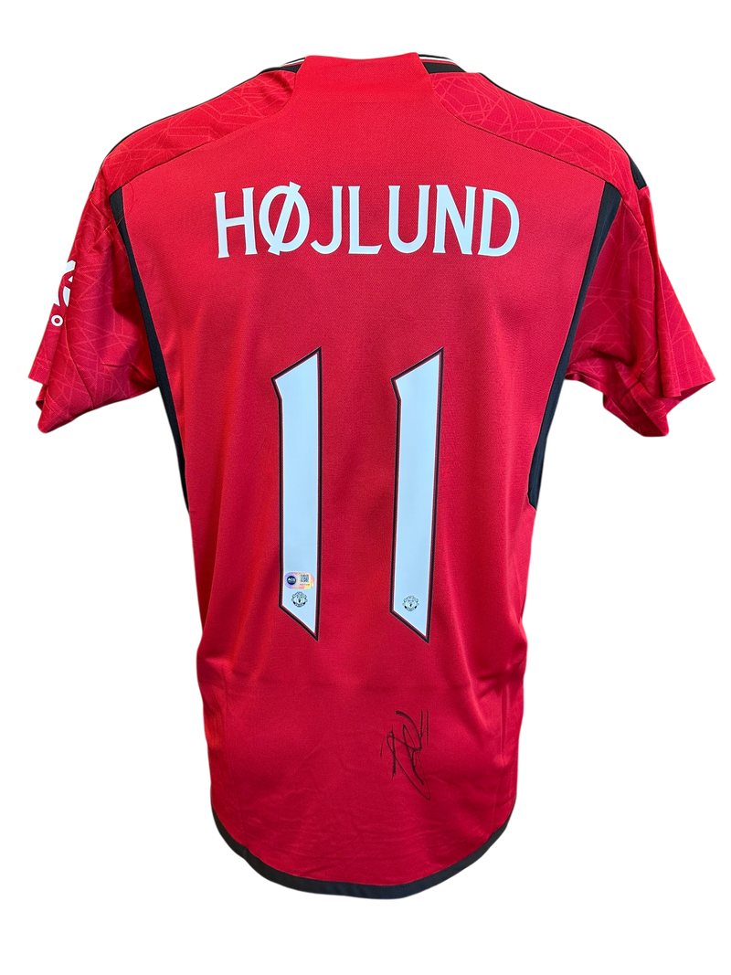 RASMUS HOJLUND SIGNED 2023/24 MANCHESTER UTD HOME SHIRT (ACG CERT AG17208)-1