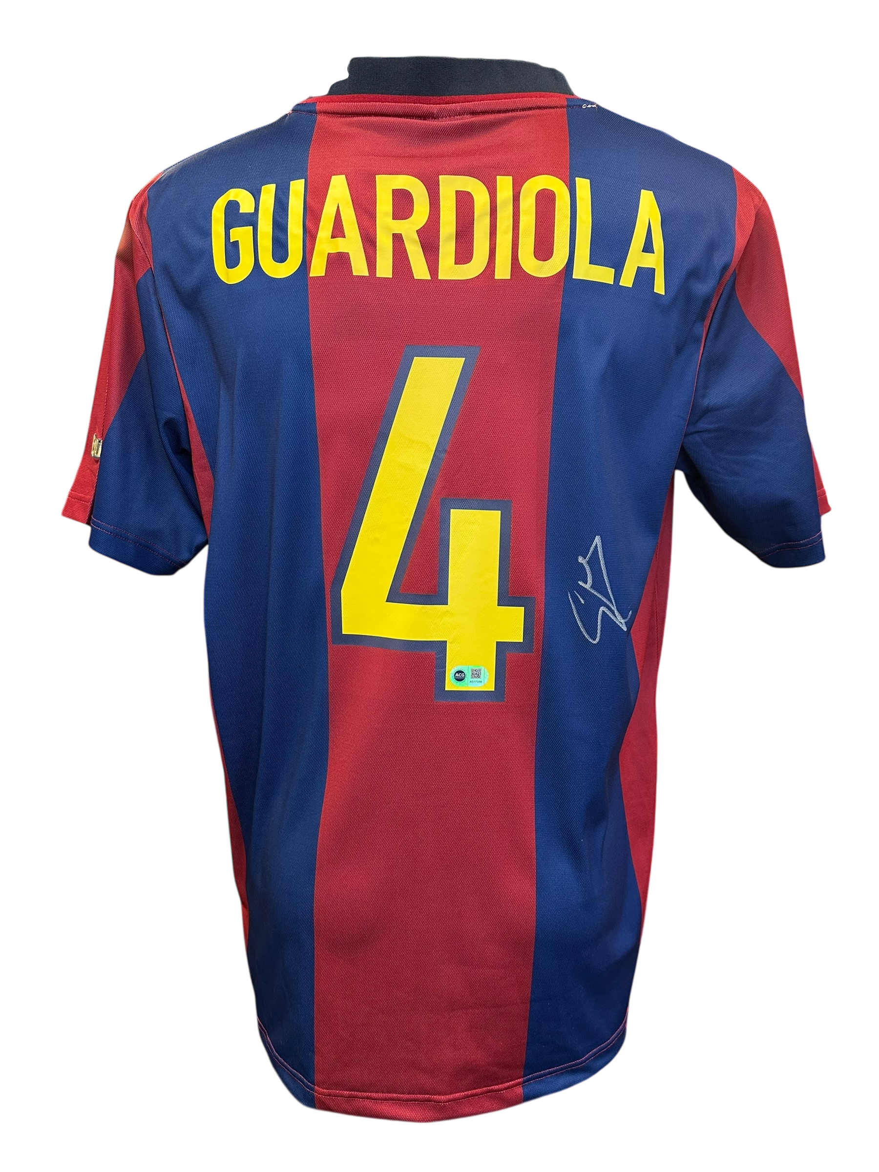 PEP GUARDIOLA SIGNED FC BARCELONA 1998 RETRO GUARDIOLA 4 SHIRT (ACG CERT AG17256)