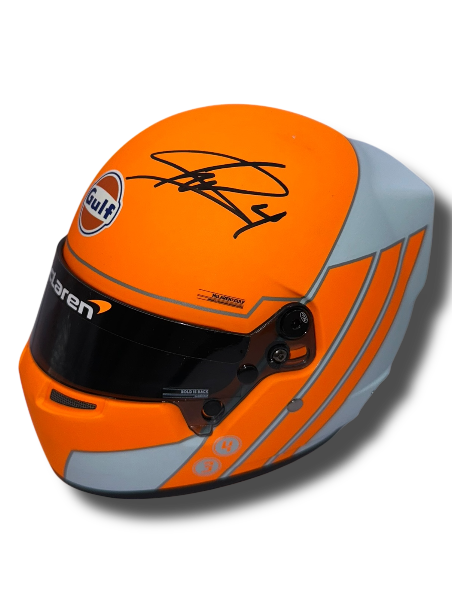 LANDO NORRIS SIGNED MCLAREN 1/2 SIZE GULF F1 HELMET (ACG CERT AG16964)
