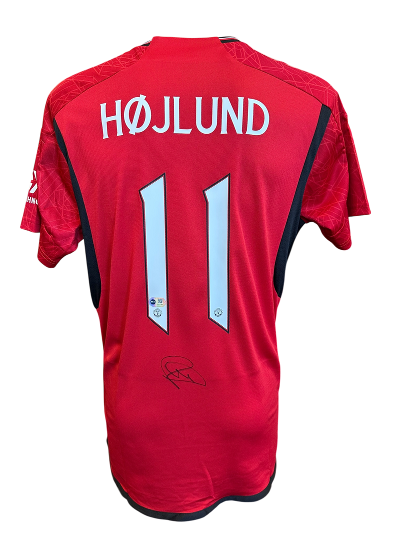 RASMUS HOJLUND SIGNED 2023/24 MANCHESTER UTD HOME SHIRT (ACG CERT AG17207)-1