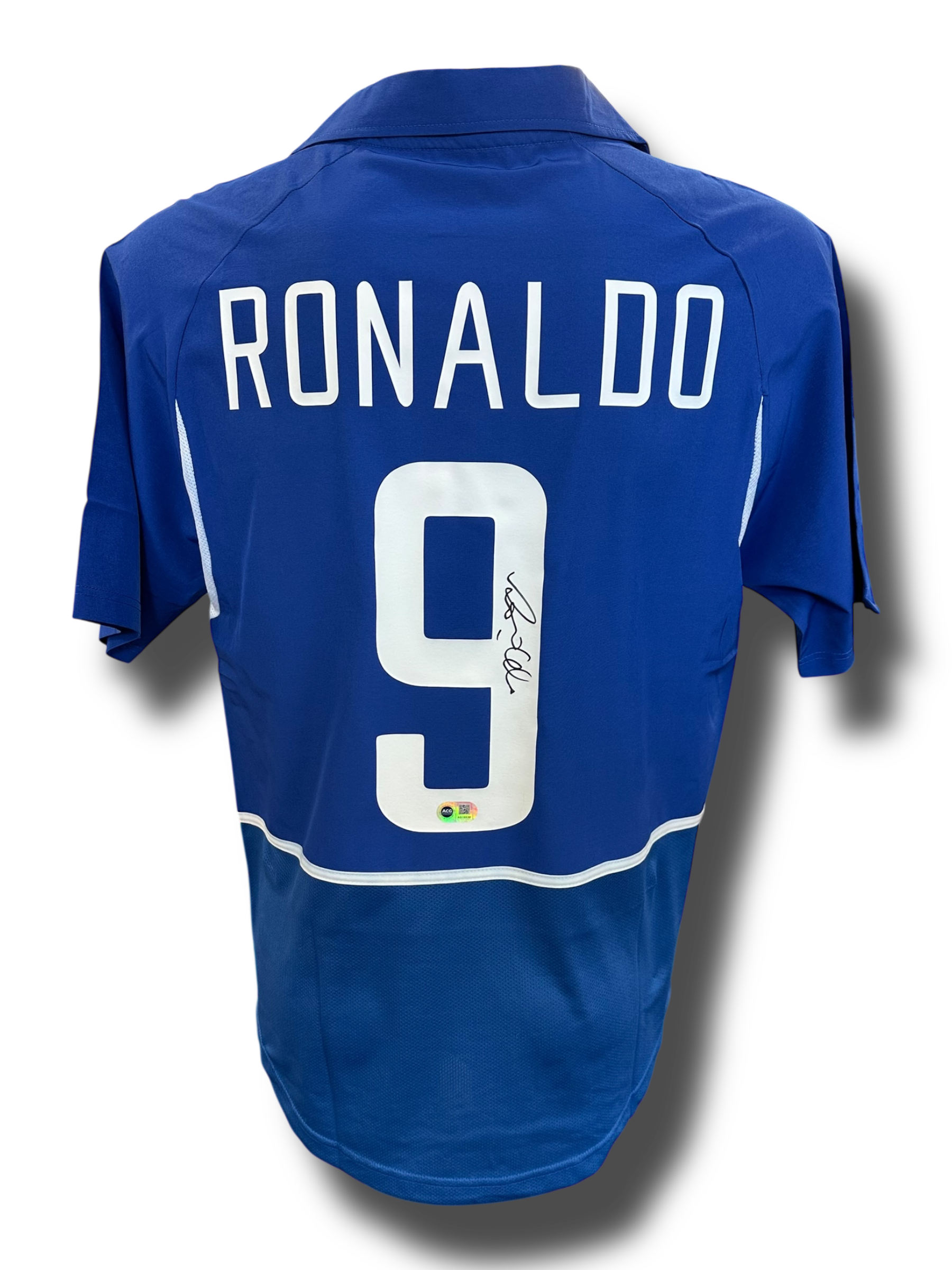 RONALDO NAZARIO SIGNED BRAZIL AWAY 2002 WORLD CUP SHIRT (ACG CERT AG16639)