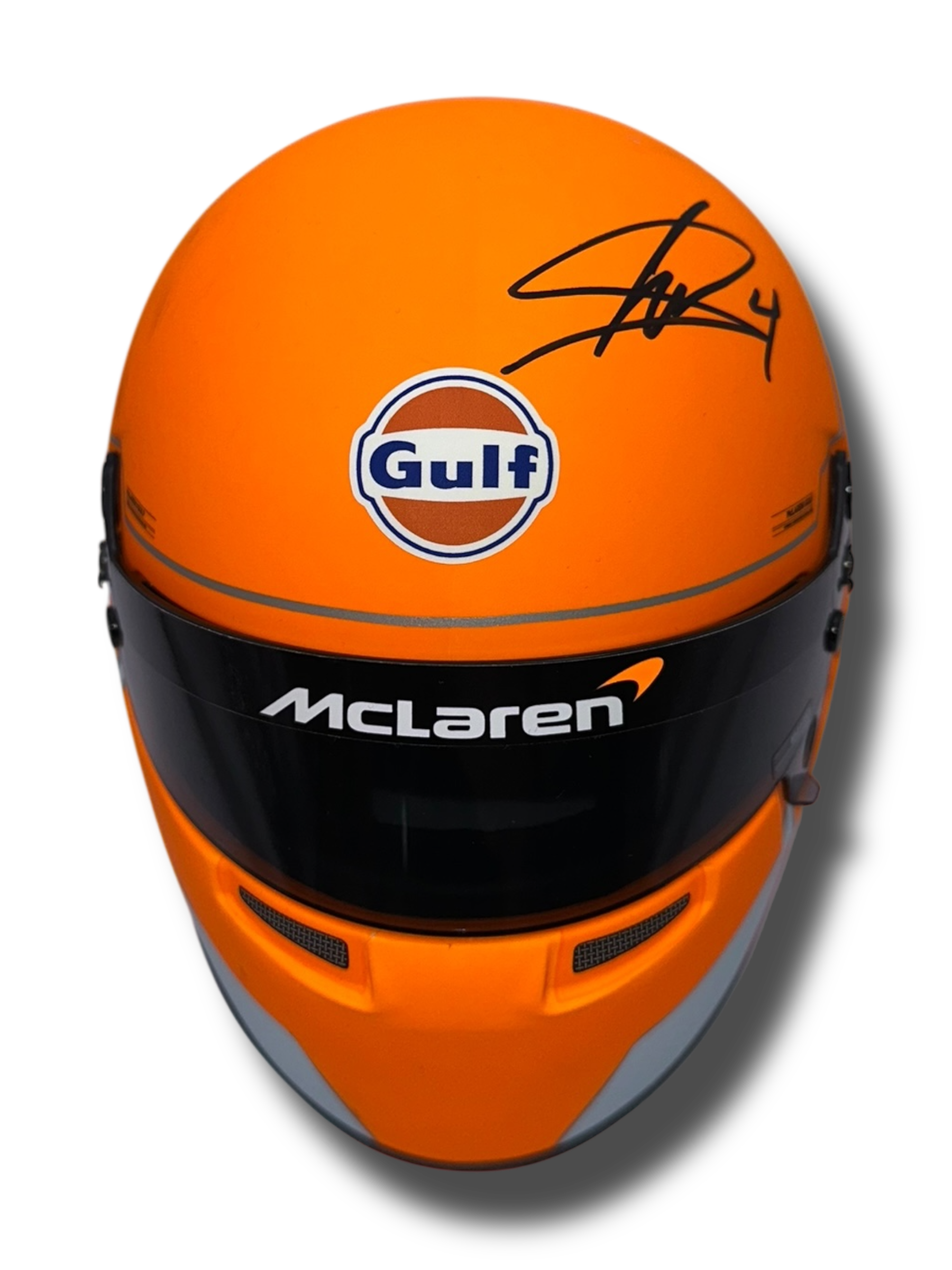 LANDO NORRIS SIGNED MCLAREN 1/2 SIZE GULF F1 HELMET (ACG CERT AG16964)