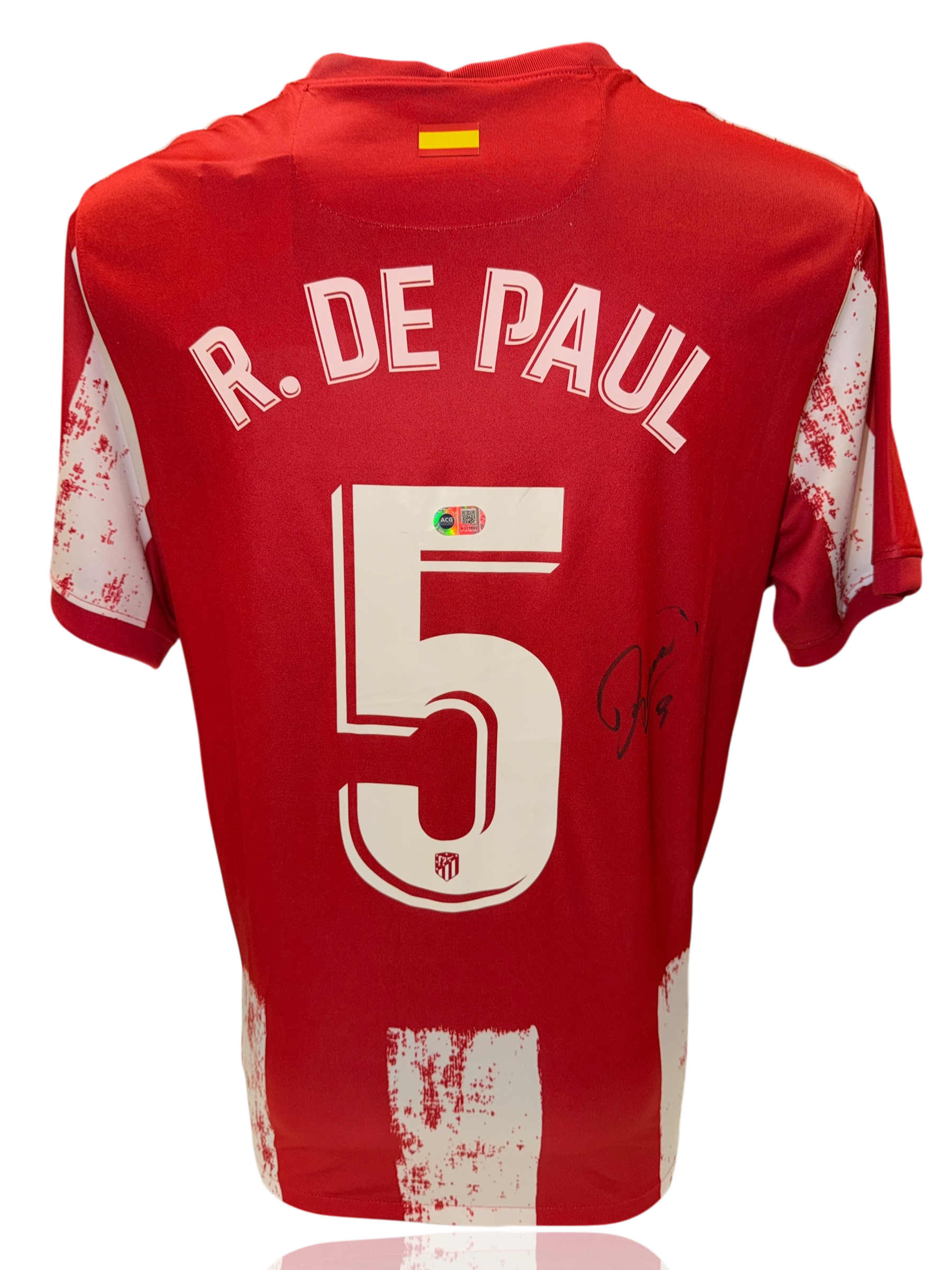 RODRIGO DE PAUL SIGNED ATLETICO MADRID 2021/22 HOME SHIRT (ACG CERT AG17594)-1