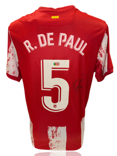 RODRIGO DE PAUL SIGNED ATLETICO MADRID 2021/22 HOME SHIRT (ACG CERT AG17594)-1