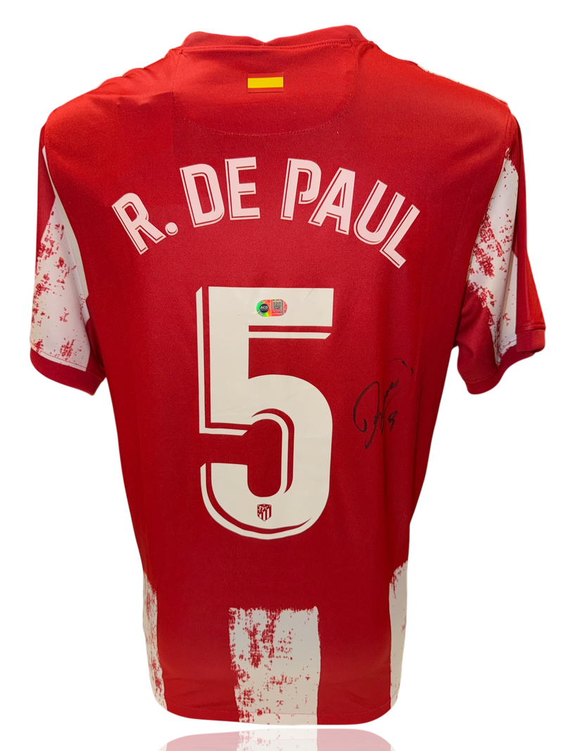 RODRIGO DE PAUL SIGNED ATLETICO MADRID 2021/22 HOME SHIRT (ACG CERT AG17594)-1
