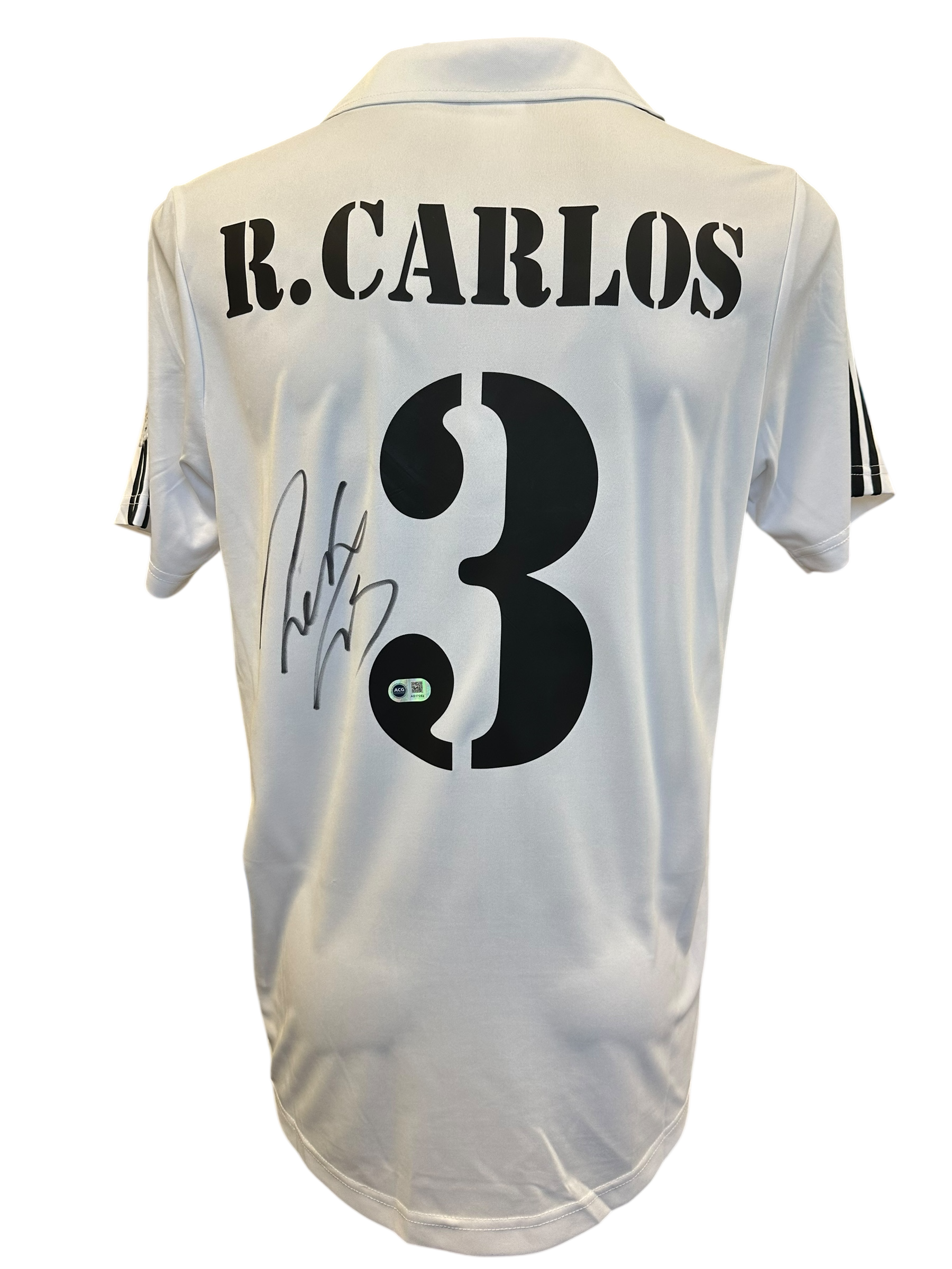 ROBERTO CARLOS SIGNED 2002/03 REAL MADRID HOME SHIRT (ACG CERT AG17252)