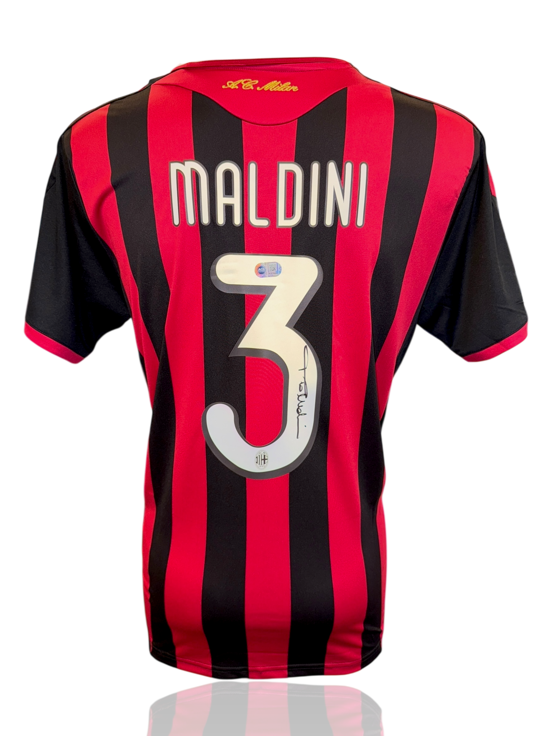 PAOLO MALDINI SIGNED AC MILAN 2008/09 FINAL HOME SHIRT (ACG CERT AG17399)
