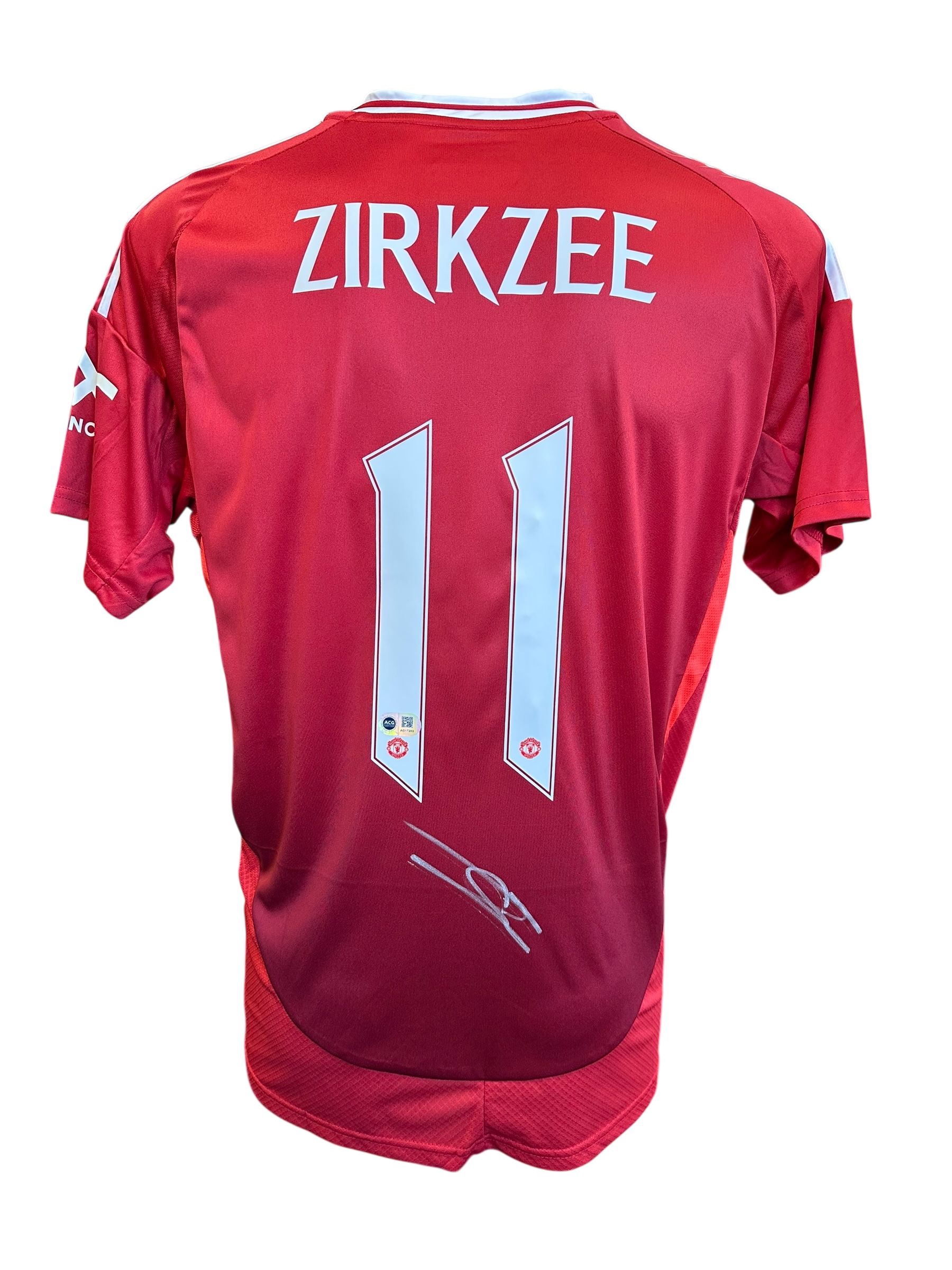 JOSHUA ZIRKZEE SIGNED 2024/25 MANCHESTER UNITED HOME SHIRT (ACG CERT AG17203)-1