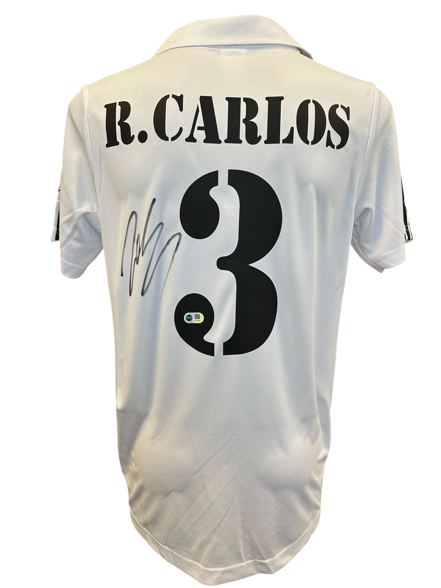 ROBERTO CARLOS SIGNED 2002/03 REAL MADRID HOME SHIRT (ACG CERT AG17251)