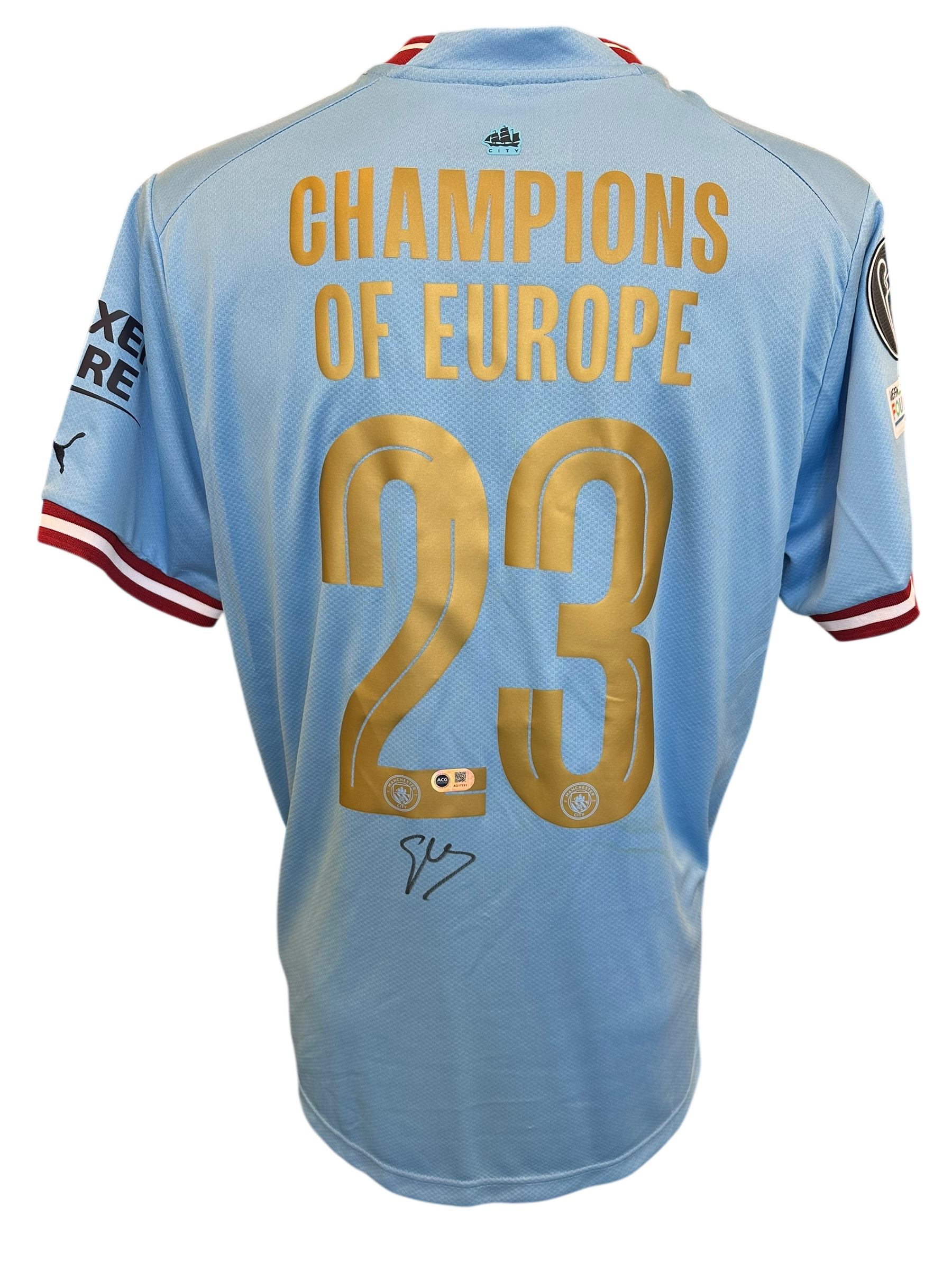 PEP GUARDIOLA SIGNED MAN CITY CHAMPIONS OF EUROPE SHIRT (ACG CERT AG17221)