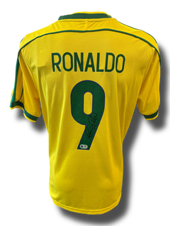 RONALDO NAZARIO SIGNED BRAZIL HOME 1998 WORLD CUP SHIRT (ACG CERT AG16634)-1