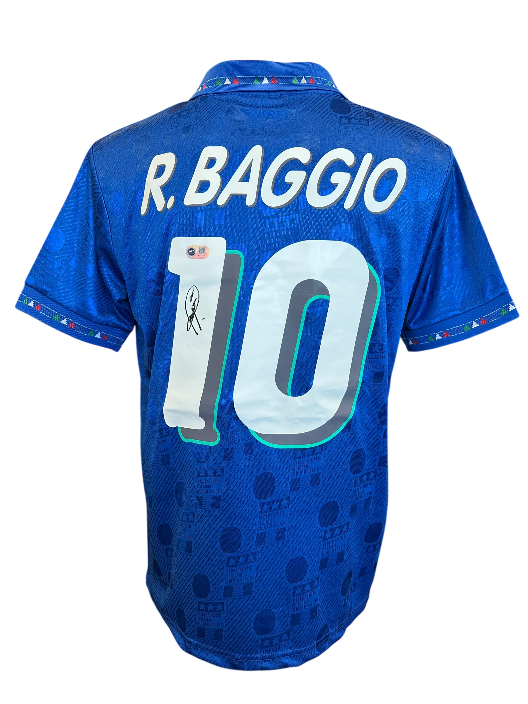 ROBERTO BAGGIO SIGNED 1994 ITALY WORLD CUP FOOTBALL SHIRT (ACG CERT AG17288)