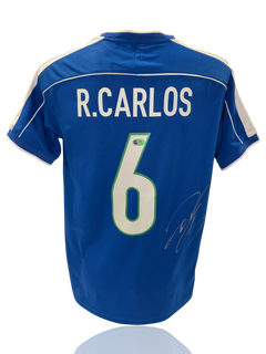 ROBERTO CARLOS SIGNED CARLOS 6 BRAZIL 1998 AWAY SHIRT (ACG CERT AG17601)-1