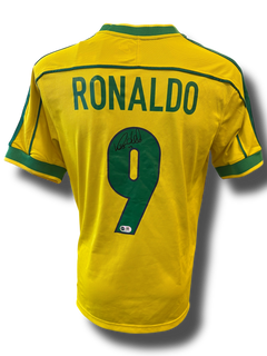 RONALDO NAZARIO SIGNED BRAZIL HOME 1998 WORLD CUP SHIRT (ACG CERT AG16626)-1