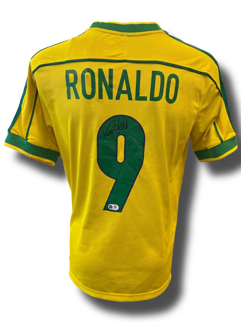 RONALDO NAZARIO SIGNED BRAZIL HOME 1998 WORLD CUP SHIRT (ACG CERT AG16626)-1