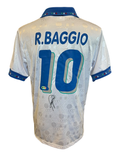 ROBERTO BAGGIO SIGNED 1994 ITALY WORLD CUP AWAY SHIRT (ACG CERT AG17289)-1