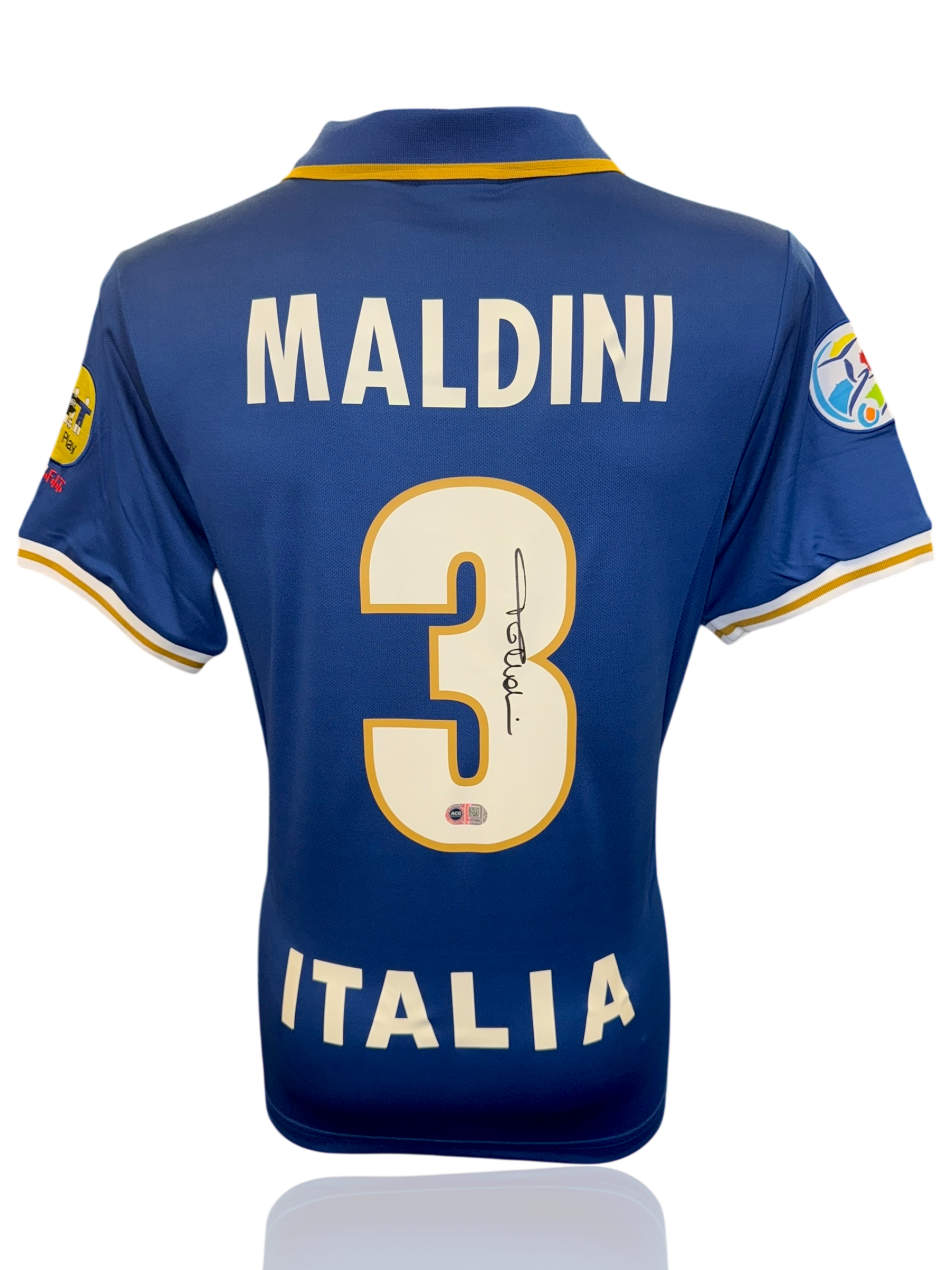 PAOLO MALDINI SIGNED ITALY EURO 1996 HOME SHIRT (ACG CERT AG17396)