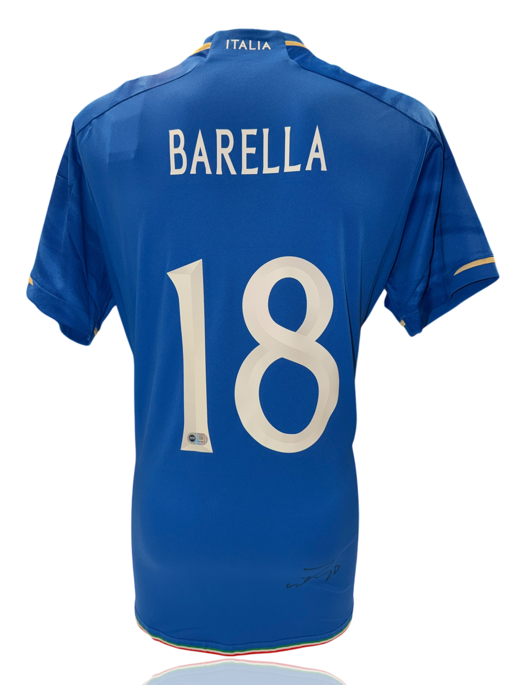 NICOLO BARELLA SIGNED 2022/24 ITALY HOME SHIRT BARELLA 18 (ACG CERT AG17603)