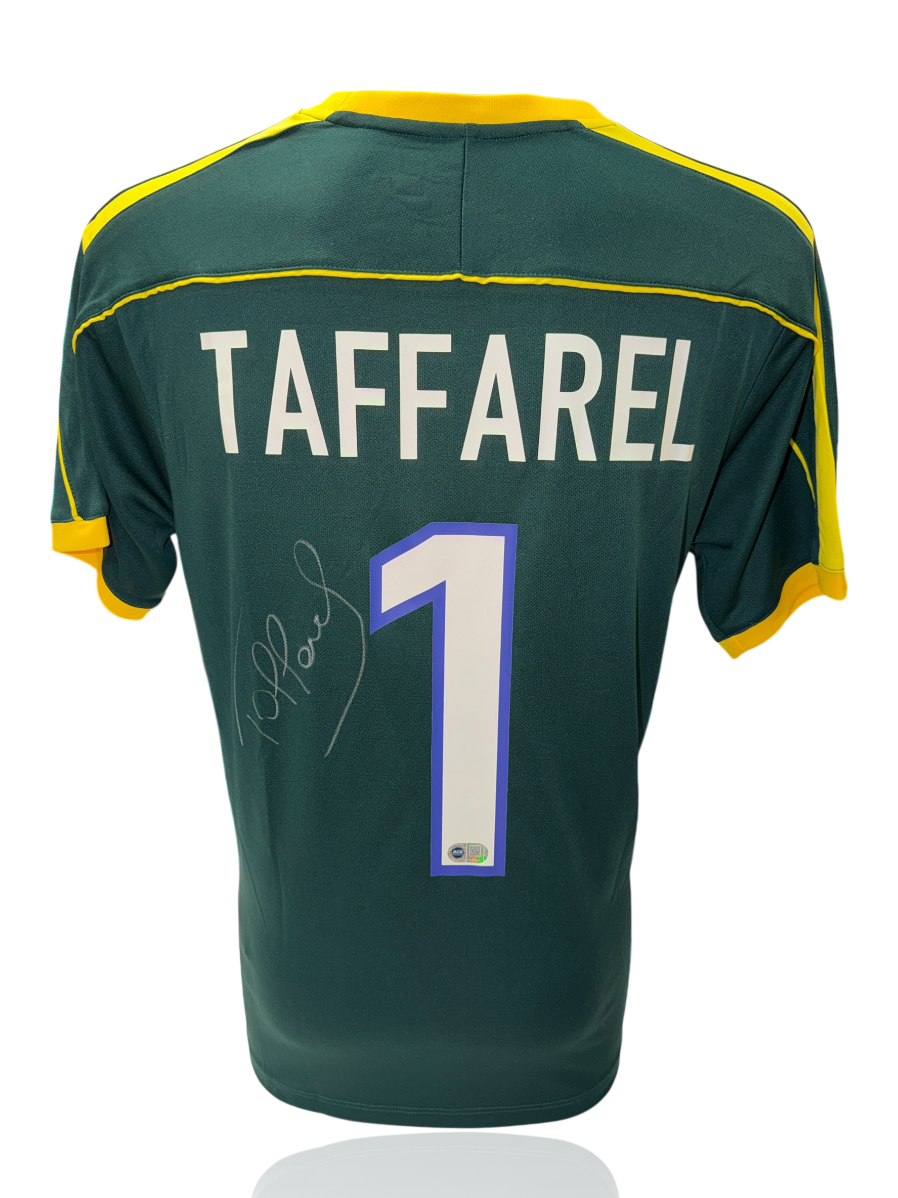 CLAUDIO TAFFAREL SIGNED BRAZIL 1998 WORLD CUP HOME SHIRT (ACG CERT AG17484)