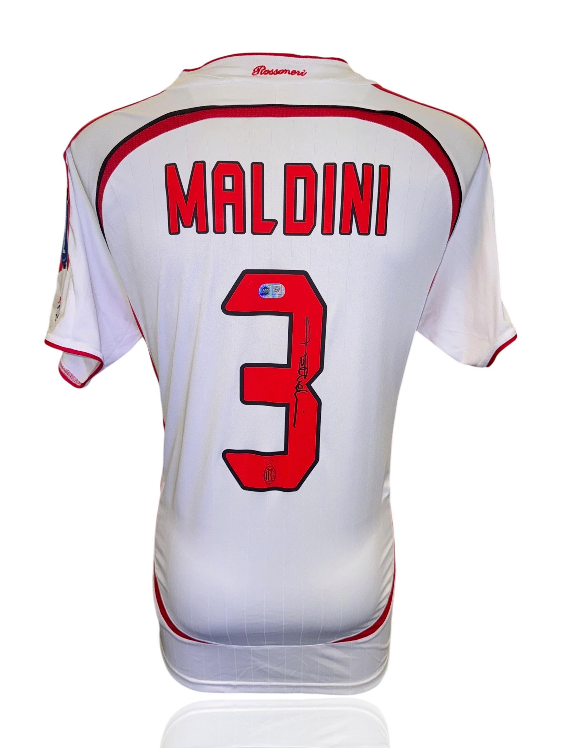 PAOLO MALDINI SIGNED AC MILAN 2007 AWAY SHIRT (ACG CERT AG17394)