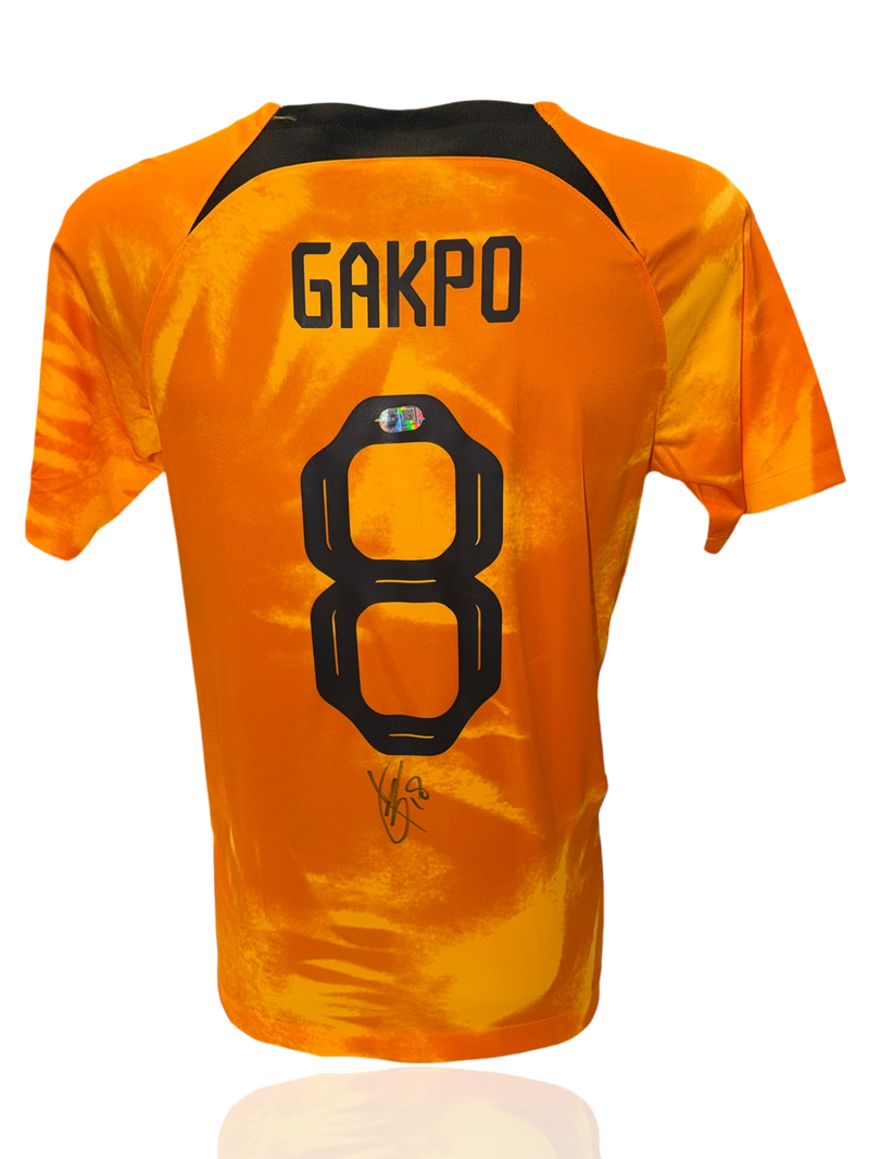 CODY GAKPO SIGNED 22/24 NETHERLANDS HOLLAND HOME SHIRT (ACG CERT AG17483)-1