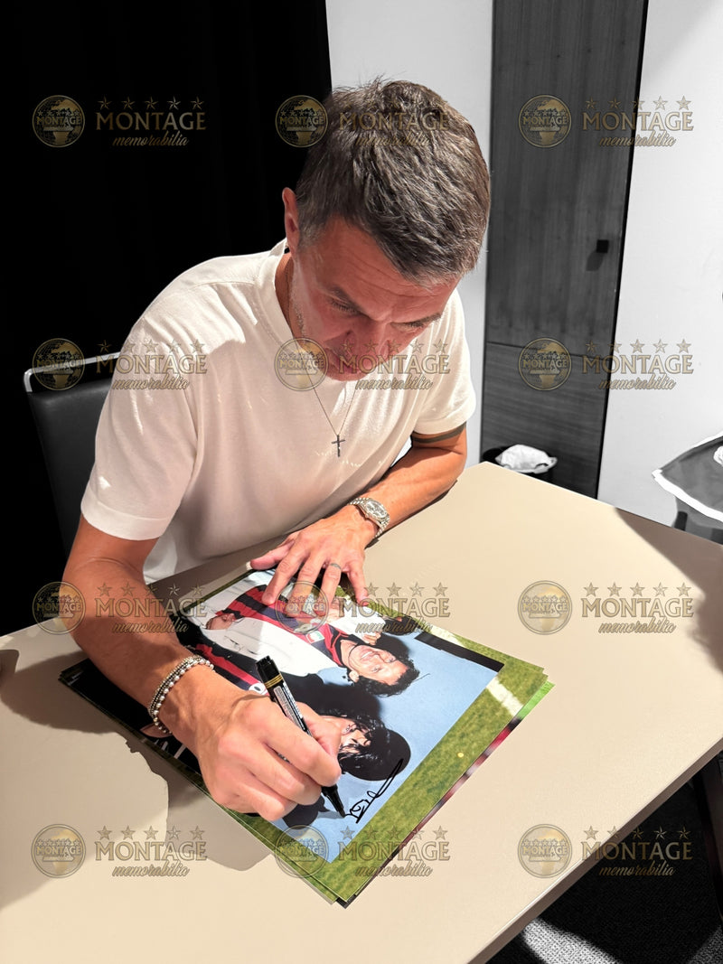 PAOLO MALDINI & FRANCO BARESI SIGNED AC MILAN LEGENDS 14x11 PHOTO (ACG CERT AG17411)-4