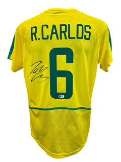 ROBERTO CARLOS SIGNED 2002 BRAZIL WORLD CUP HOME SHIRT (ACG CERT AG17238)-1