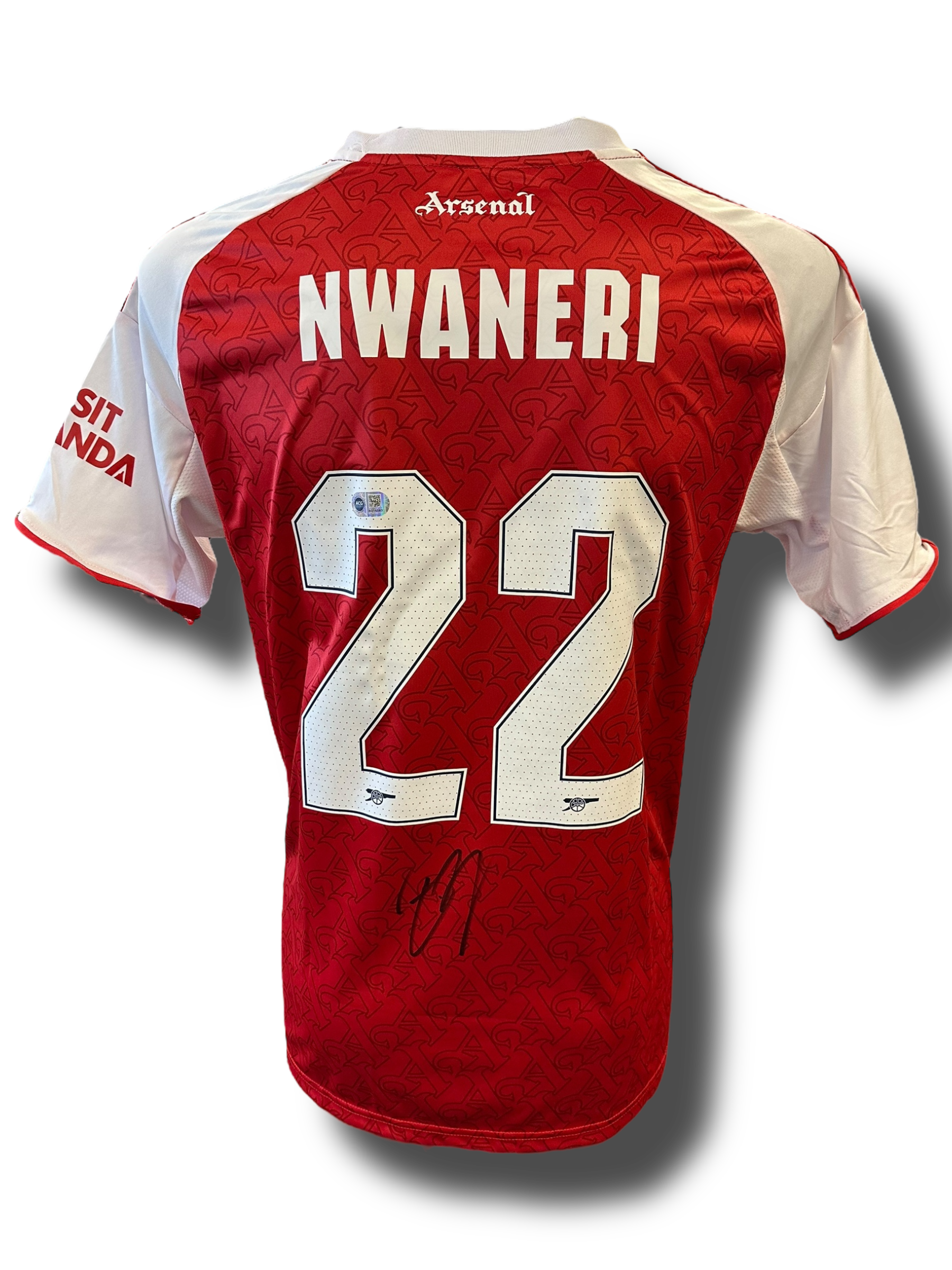 ETHAN NWANERI SIGNED ARSENAL FC 2025/26 HOME SHIRT (ACG CERT AG16583)-1