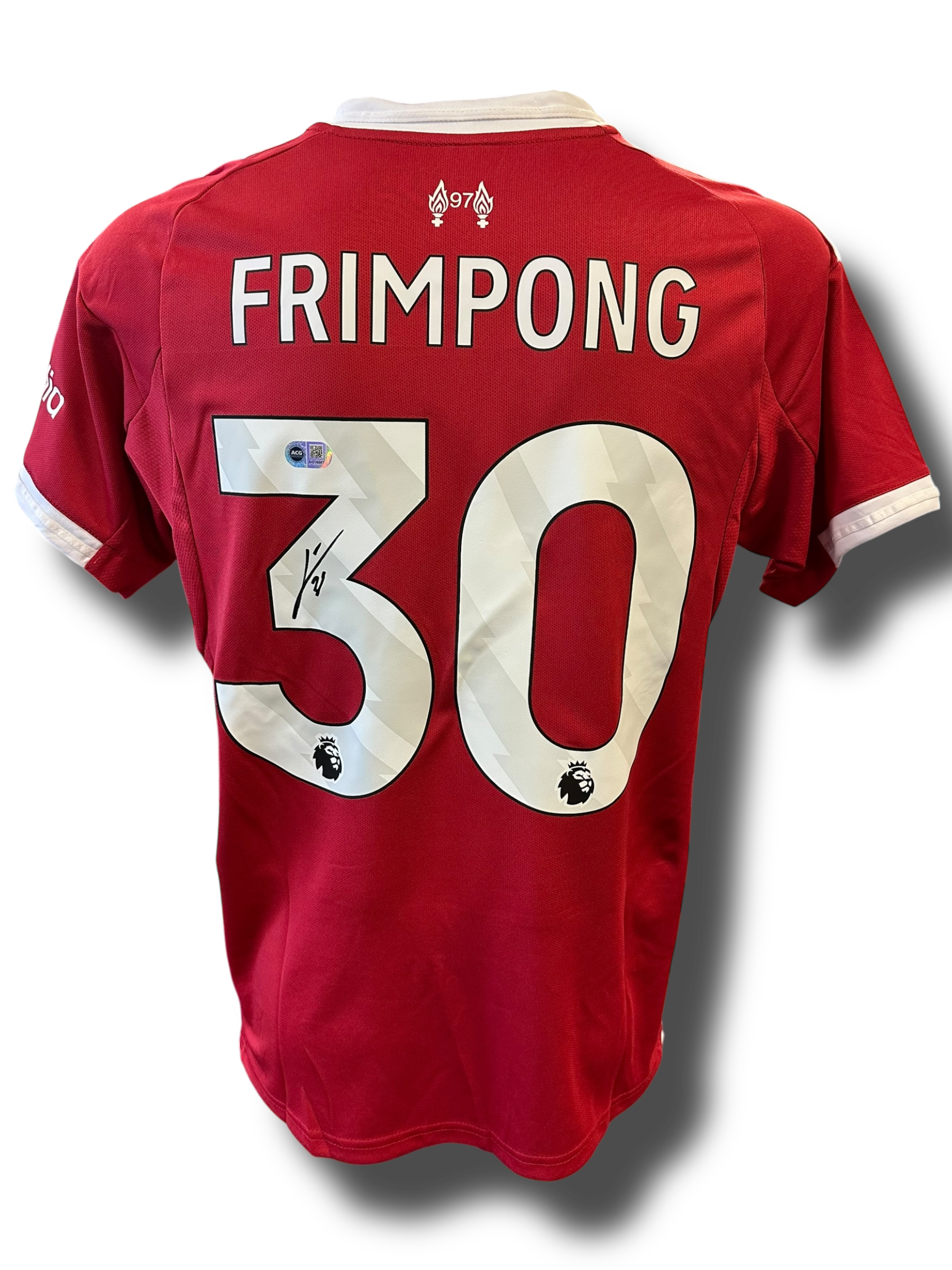 JEREMIE FRIMPONG SIGNED LIVERPOOL FC 2025/26 HOME SHIRT (ACG CERT AG16587)