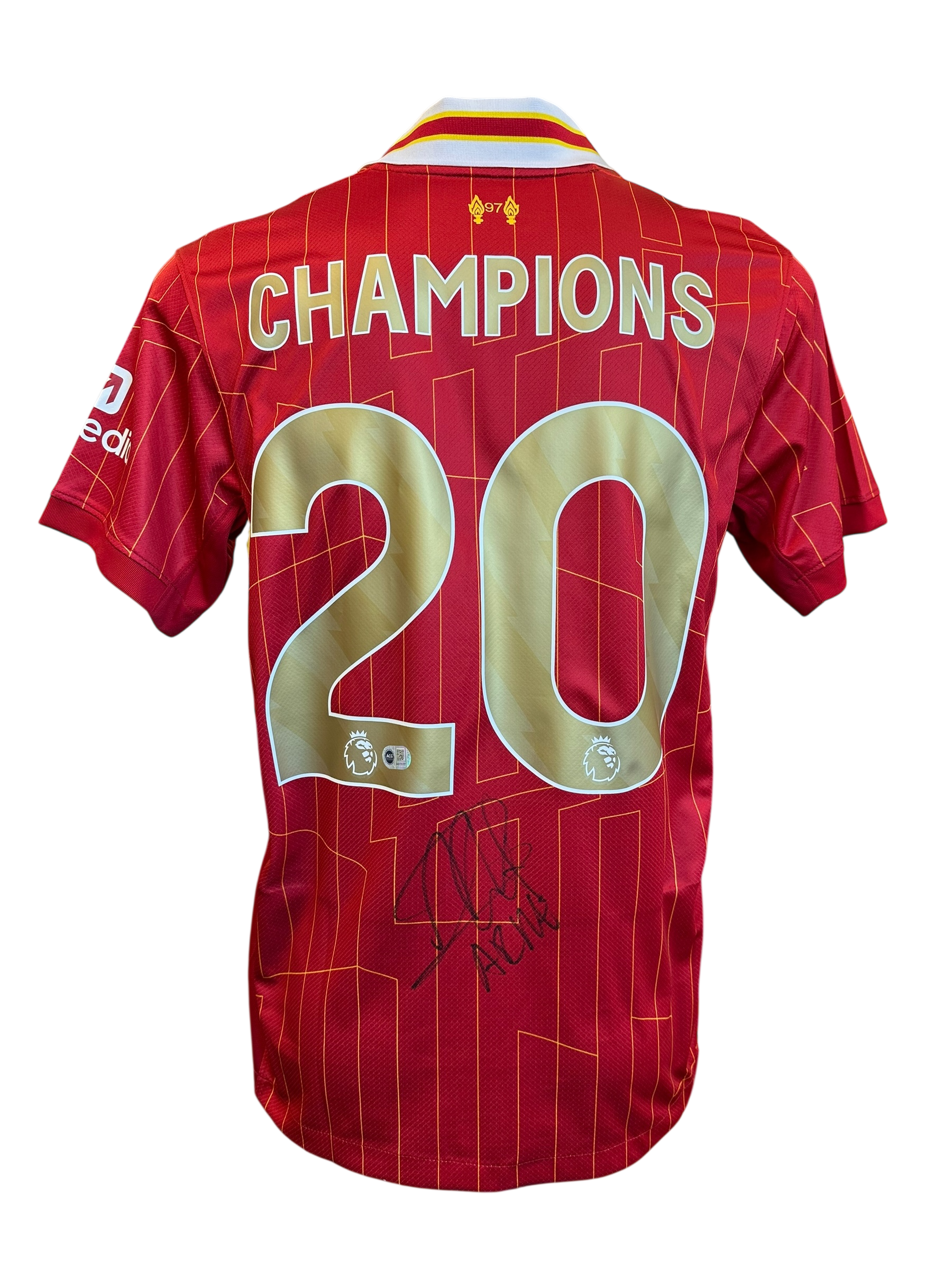 ARNE SLOT SIGNED LIVERPOOL FC 24/25 PL CHAMPIONS GOLD SHIRT (ACG CERT AG17177)