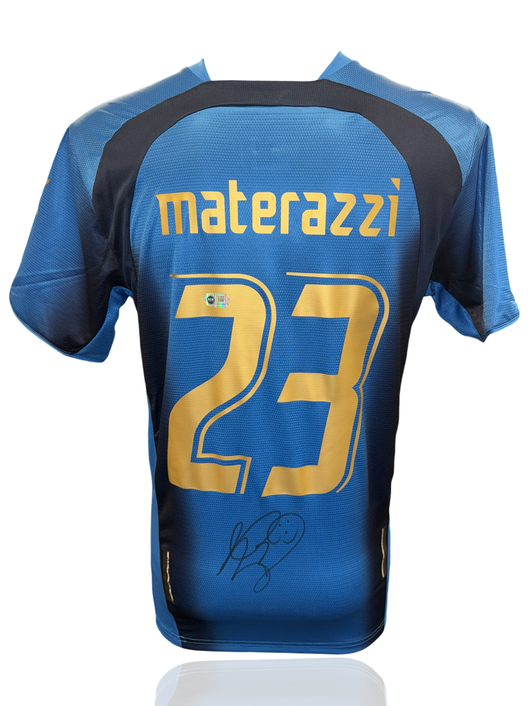 MARCO MATERAZZI SIGNED ITALY WORLD CUP 06 WINNERS SHIRT (ACG CERT AG17423)-1