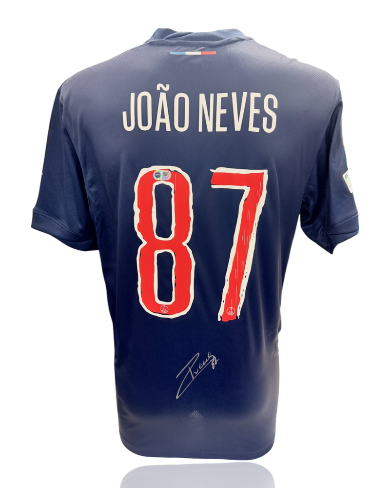 JOAO NEVES SIGNED 24/25 PARIS SAINT-GERMAIN PSG HOME SHIRT (ACG CERT AG17749)-1