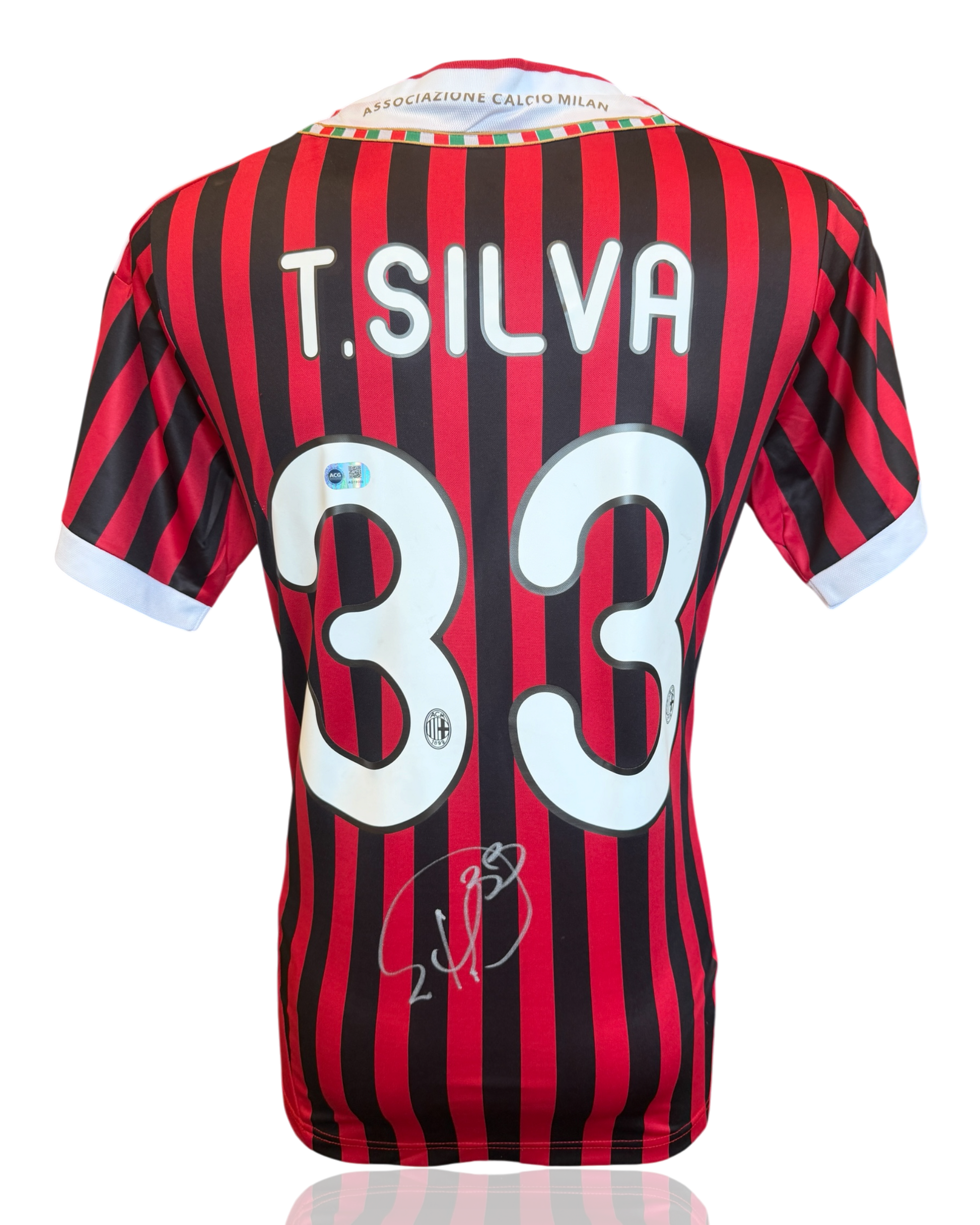 THIAGO SILVA SIGNED AC MILAN 2011/12 HOME SHIRT (ACG CERT AG19000)-1