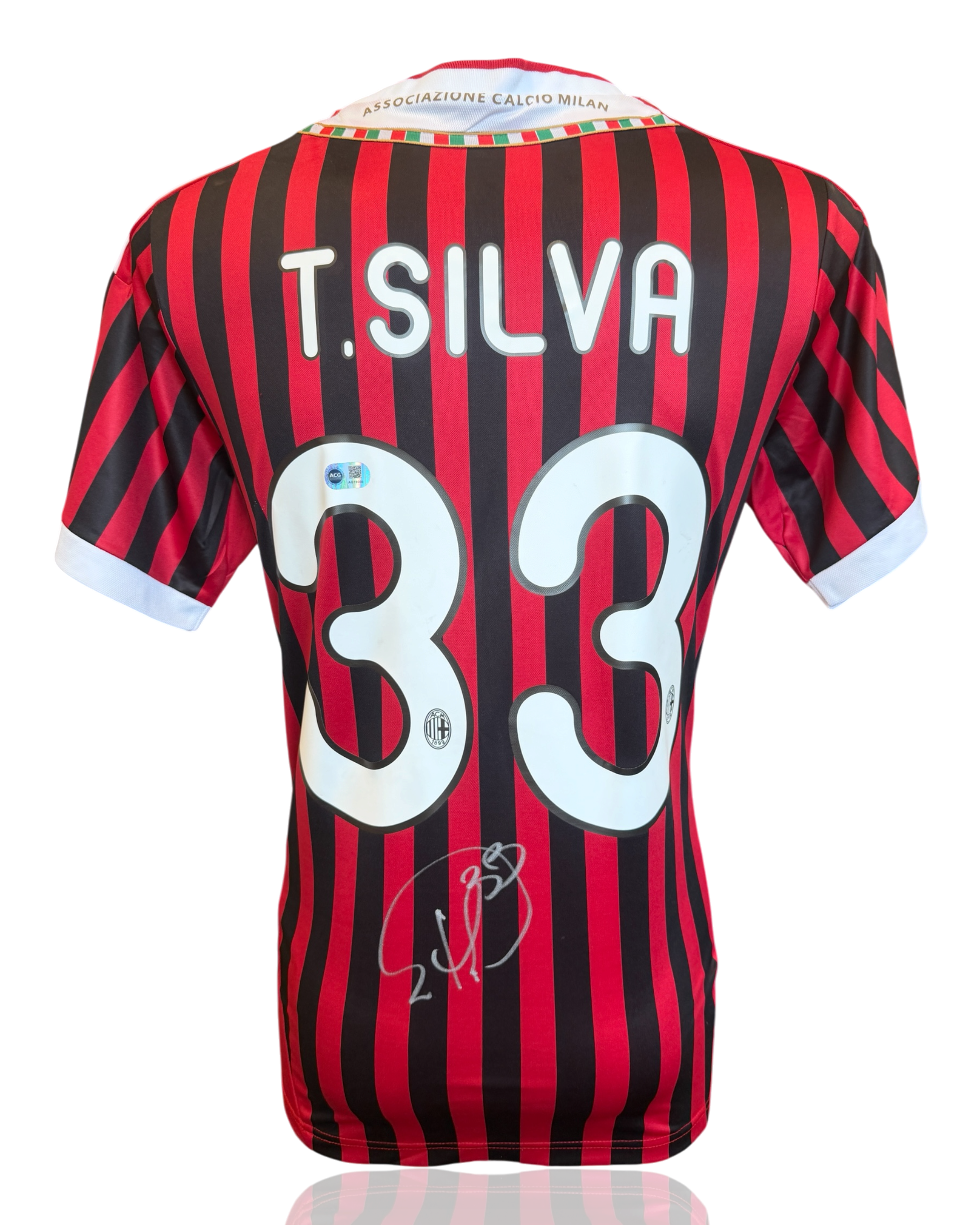 THIAGO SILVA SIGNED AC MILAN 2011/12 HOME SHIRT (ACG CERT AG19000)