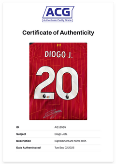 DIOGO JOTA SIGNED LIVERPOOL FC 2024/25 HOME SHIRT (ACG CERT AG16565)-2