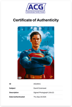 DAVID CORENSWET SIGNED SUPERMAN 16x12 PHOTO (ACG CERT AG16541)-2