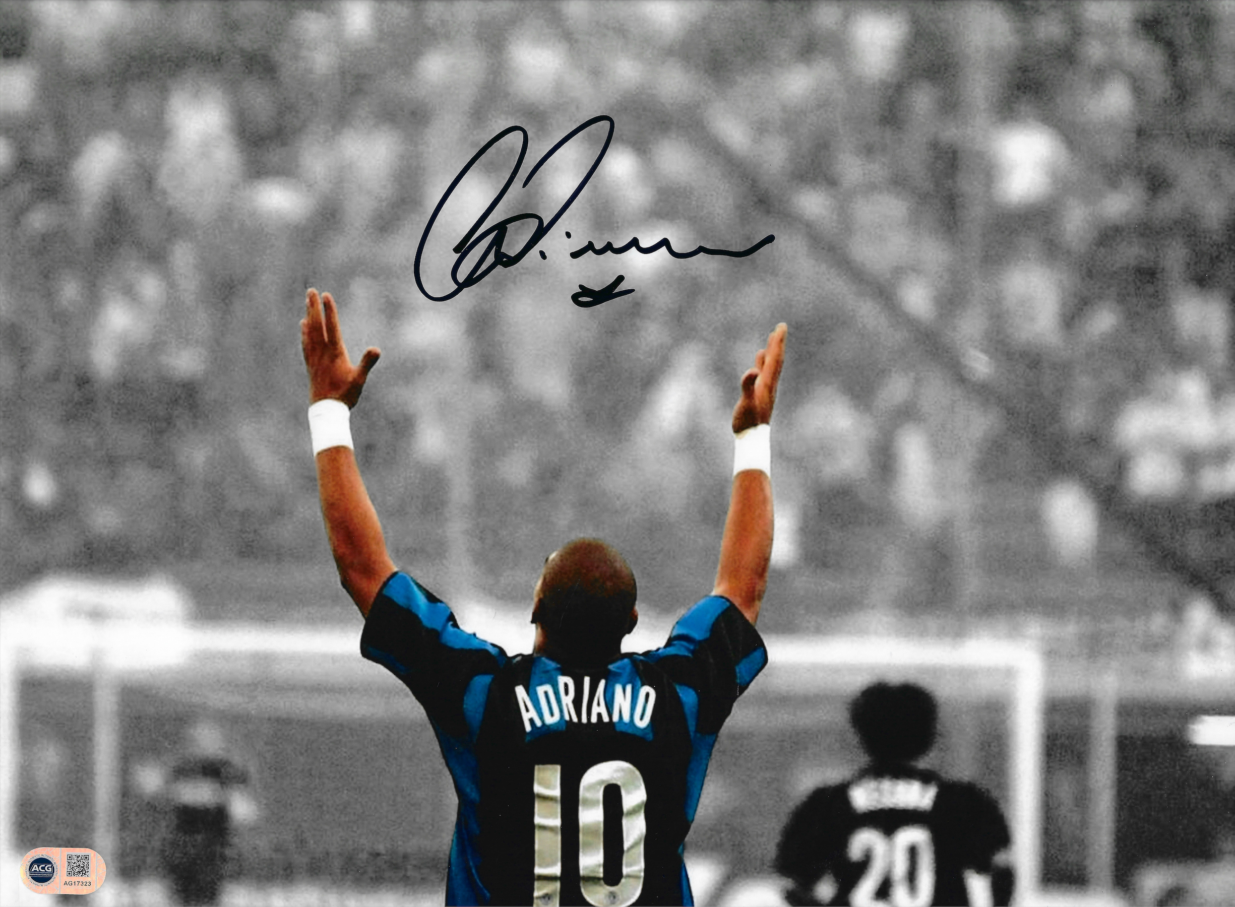 ADRIANO SIGNED INTER MILAN LEGEND 16x12 PHOTO (ACG CERT AG17323)
