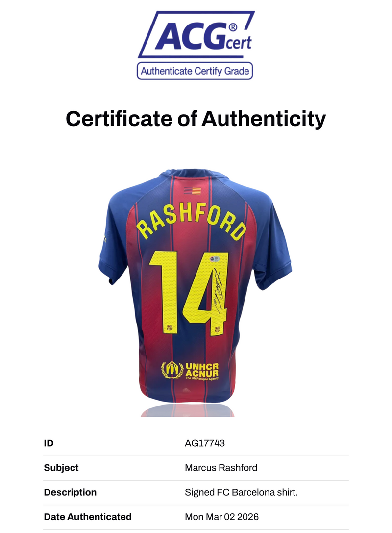 MARCUS RASHFORD SIGNED FC BARCELONA 2025/26 HOME SHIRT (ACG CERT AG17743)-2