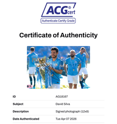 DAVID SILVA SIGNED MANCHESTER CITY CHAMPIONS 12X8 PHOTO (ACG CERT AG18167)-2