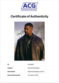 DENZEL WASHINGTON SIGNED TRAINING DAY 14x11 PHOTOGRAPH (ACG CERT AG16656)-2
