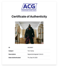 TOM HARDY SIGNED BANE BATMAN 14x11 PHOTO (ACG CERT AG16667)-2