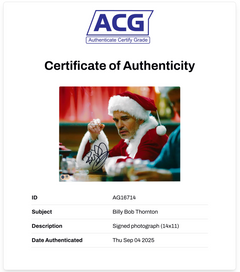 BILLY BOB THORNTON SIGNED BAD SANTA 14x11 PHOTO (ACG CERT AG16714)-2