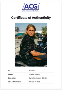 CHARLIE HUNNAM SIGNED JAX TELLER SONS OF ANARCHY 16x12 PHOTO (ACG CERT AG16683)-2