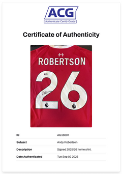 ANDY ROBERTSON SIGNED 2025/26 LIVERPOOL FC HOME SHIRT (ACG CERT AG16607)-2